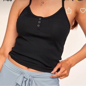 Adore me Black Ribbed Women's Pajama Top